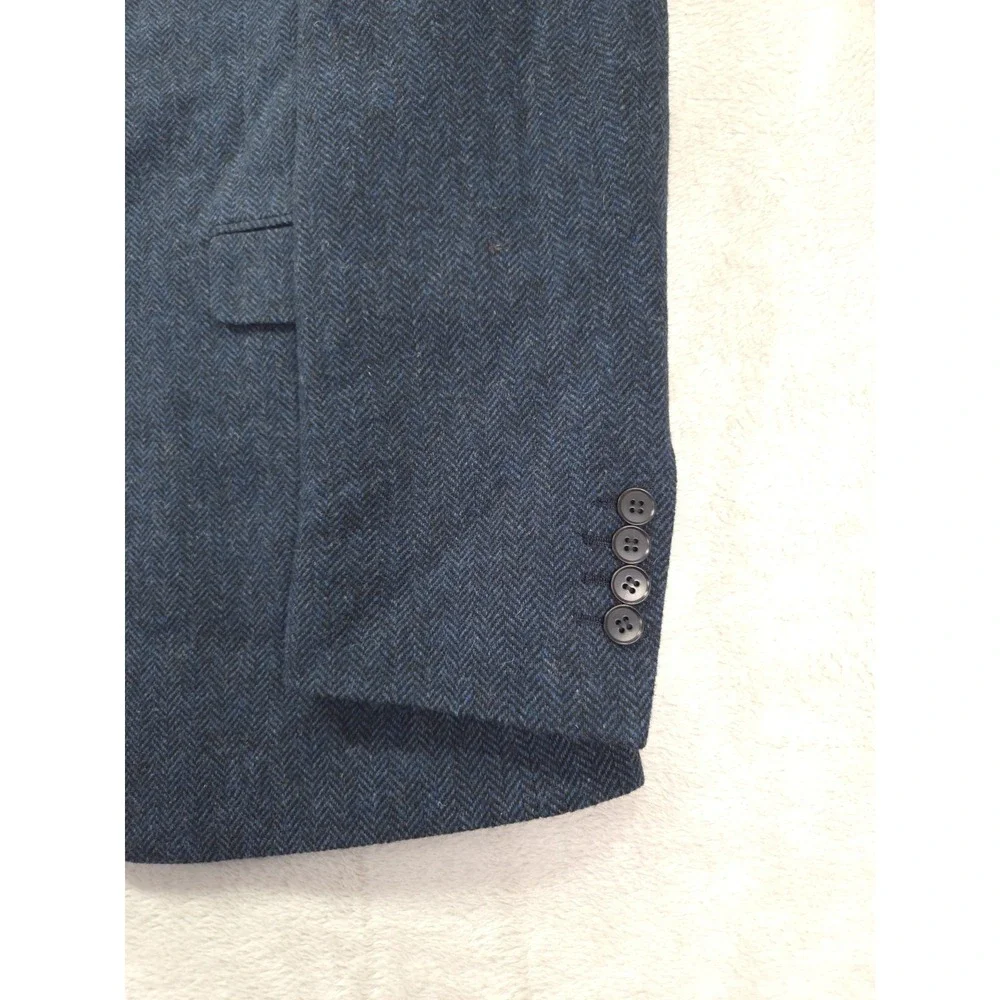 Charles Tyrwhitt Blazer Mens 42L‎ Long Wool Herringbone Slim Fit Blue